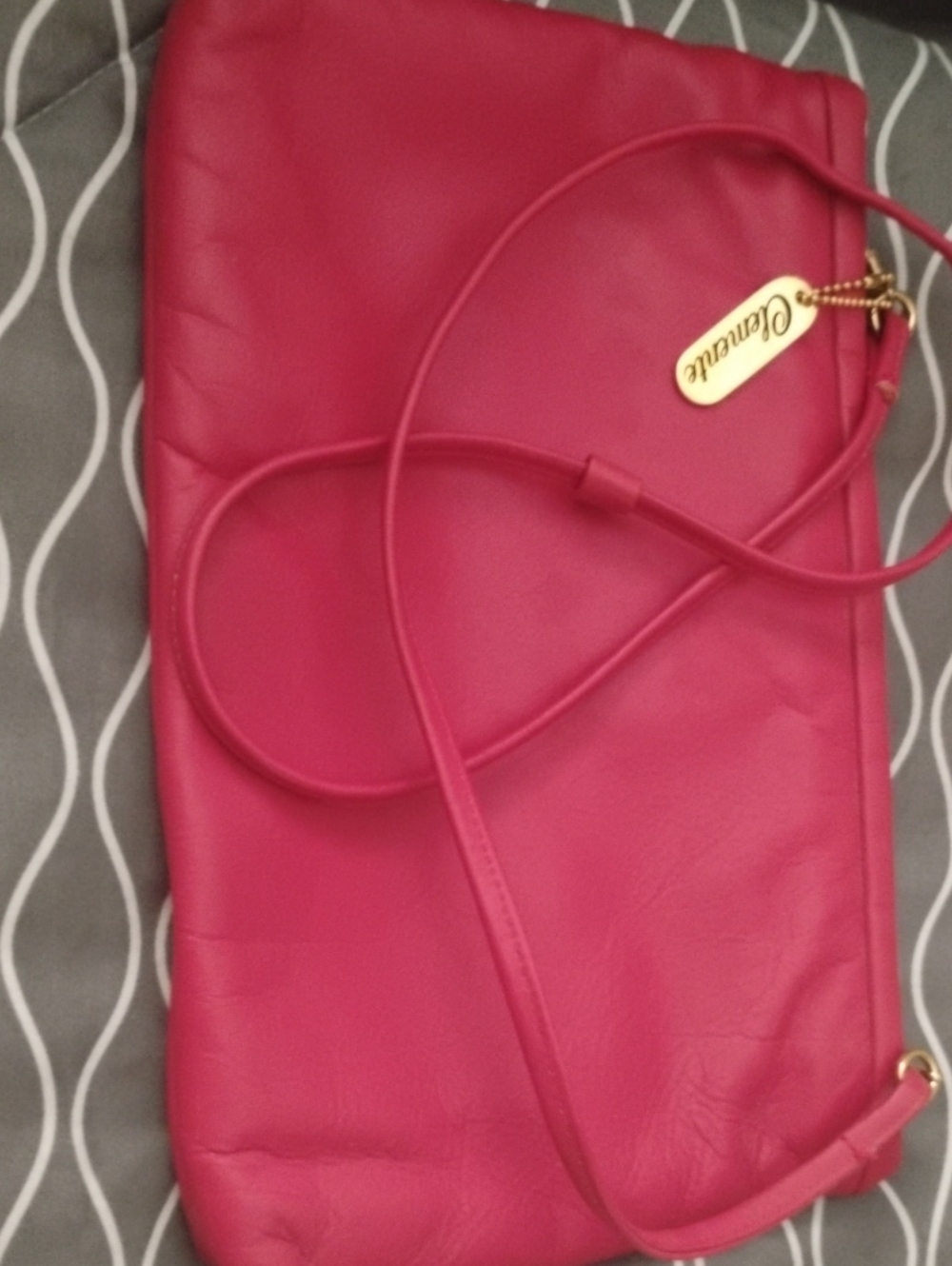 Bright Red Crossbody Clutch with Gold Tag